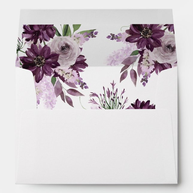 Enveloppe florale pourpre et lavande (Dos (Bas))