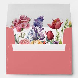 Enveloppe florale rose colorée élégante de printem