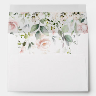 Enveloppe florale rose et eucalyptus