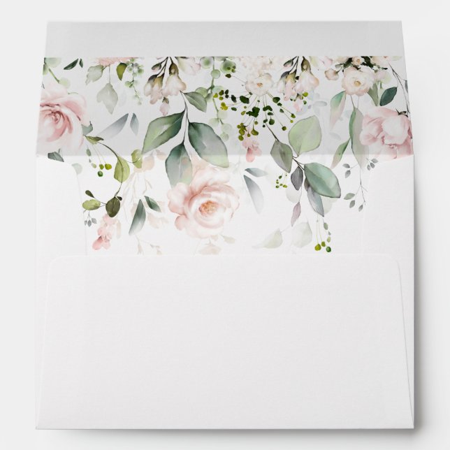 Enveloppe florale rose et eucalyptus (Dos (Bas))