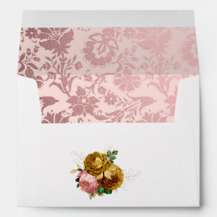 Enveloppe florale rose et or