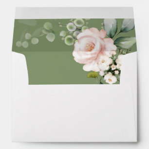 Enveloppe florale rose pâle et eucalyptus 2- verte