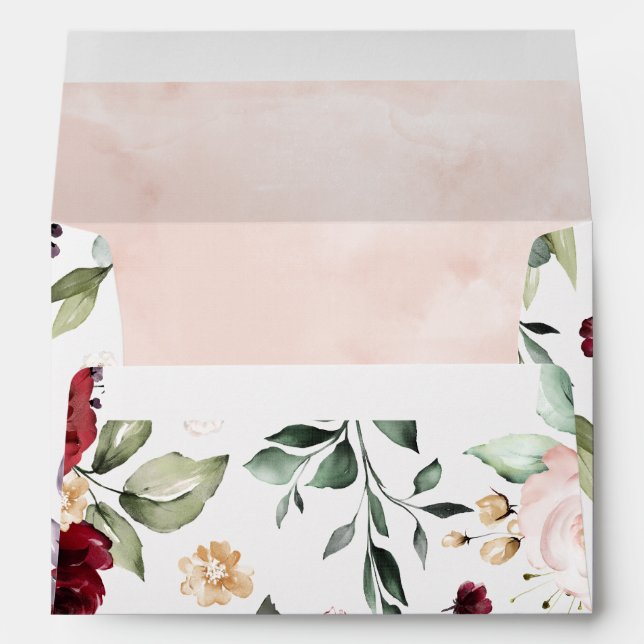 Enveloppe florale Rose rose et bordeaux (Dos (Bas))