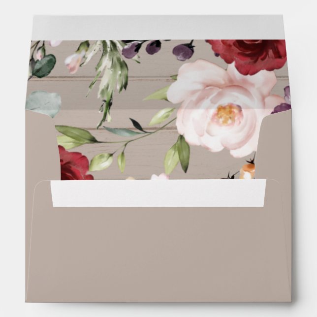 Enveloppe florale rustique à la crème faire-part d (Dos (Bas))