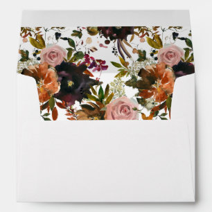 Enveloppe florale rustique or, violet et rose v2