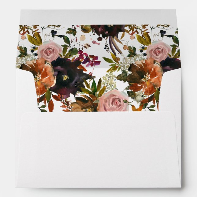 Enveloppe florale Rustique, violet et rose (Dos (Bas))