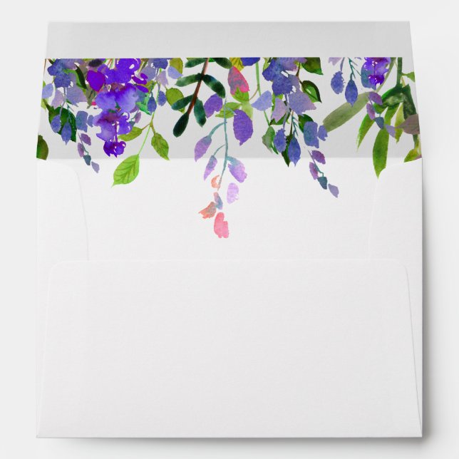 Enveloppe florale violet aquarelle (Dos (Bas))