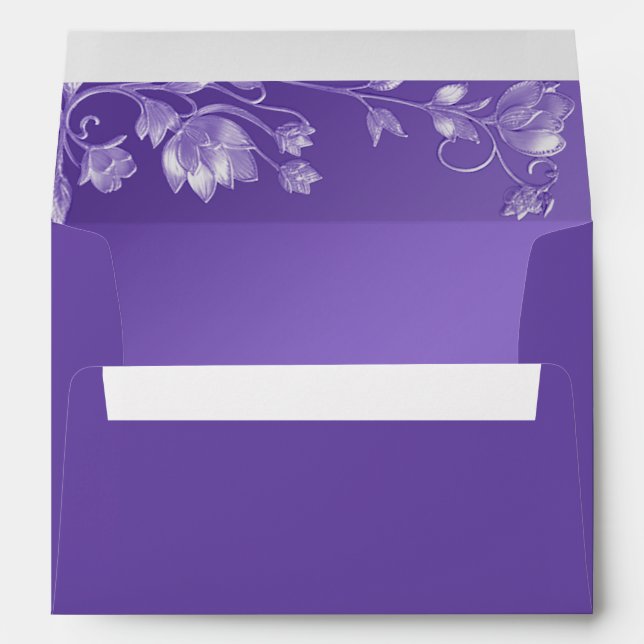 Enveloppe florale violet élégant (Dos (Bas))