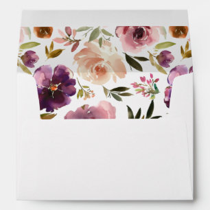 Enveloppe florale violette et rose pâle