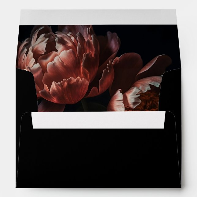 Enveloppe Florales Moody foncé Peonies romantiques Mariage n (Dos (Bas))