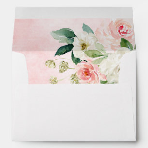 Enveloppe Florales rose pâle Mariage botanique moderne