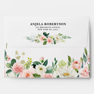 Enveloppe Florales rose pâle Mariage botanique moderne