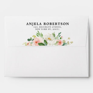 Enveloppe Florales rose pâle Mariage botanique moderne