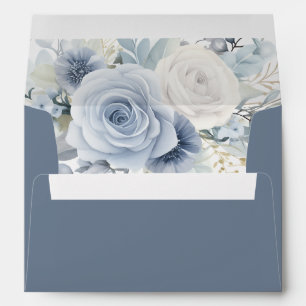 Enveloppe Florals Dusty Blue Nom de retour Adresse Mariage