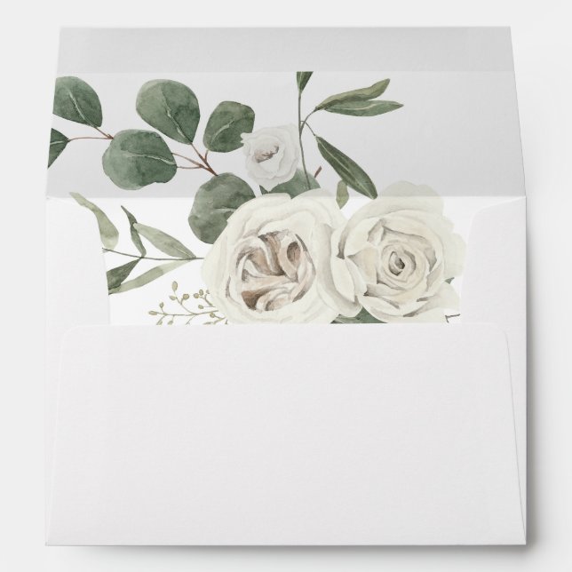 Enveloppe Flore blanche et Eucalyptus 2 (Dos (Bas))