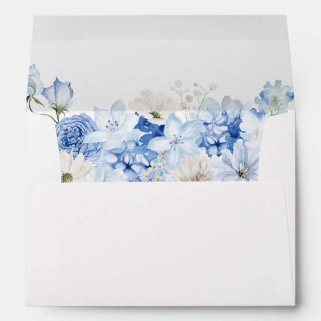 Enveloppe Flore bleu et blanc poussiéreux (Dos (Bas))