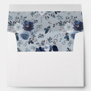 Enveloppe Flore bleu et marine - bleu
