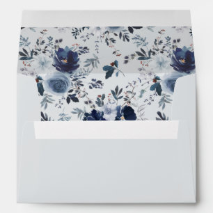 Enveloppe Flore bleu et marine - Bleu clair partout