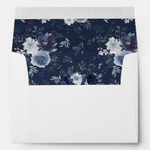 Enveloppe Flore bleu et marine - bleu marine
