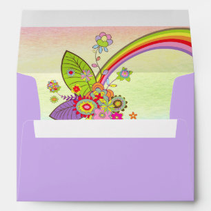 Enveloppe Flore colorée arc-en-ciel rétro Lilac