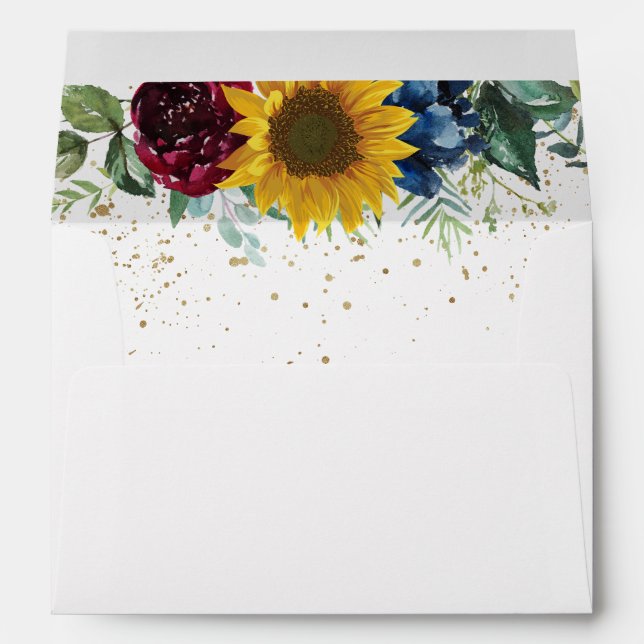 Enveloppe Flore de tournesol vert pour invitation 5x7 (Dos (Bas))