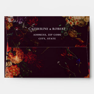 Enveloppe Flore foncé élégant bordeaux Moody