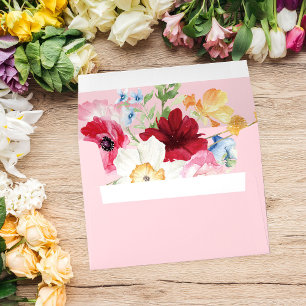 Enveloppe Flore ressort multicolore 4 rose