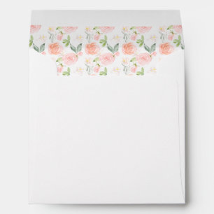 Enveloppe Flore rose pâle pour carte 5,25 x 5,25