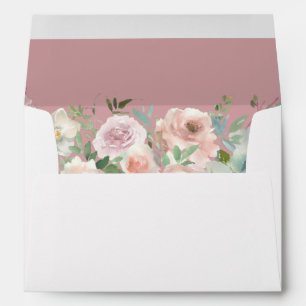 Enveloppe Flore rose pâle & Succulent - Rose