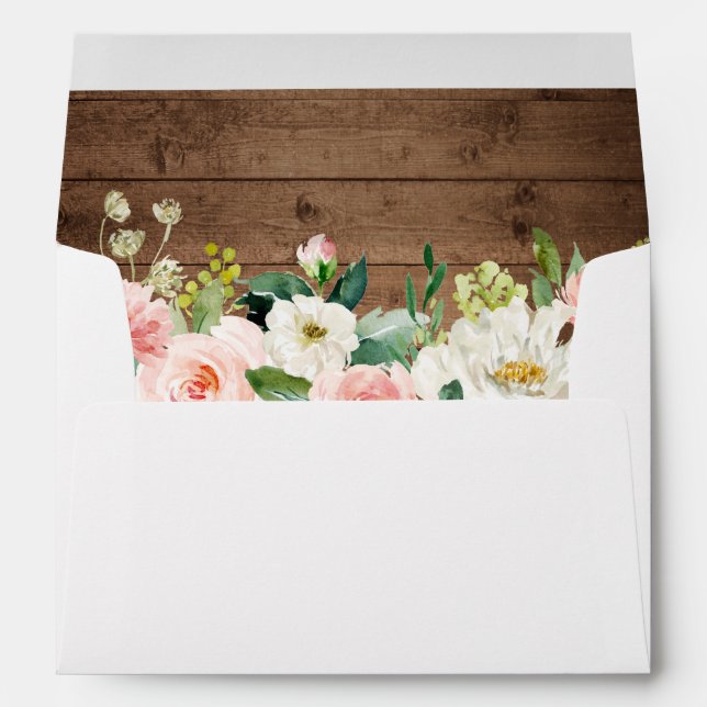Enveloppe Flore rousse en bois rustique avec retour Adresse  (Dos (Bas))
