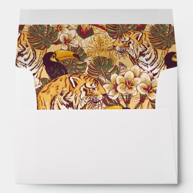 Enveloppe Flore tropicale avec tigre (Dos (Bas))