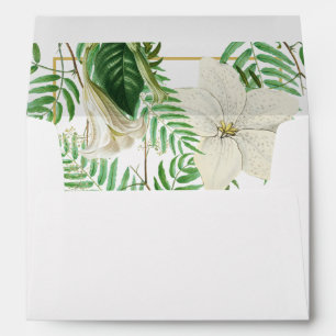 Enveloppe Flore verte blanche 5x7 Faire-part de mariage