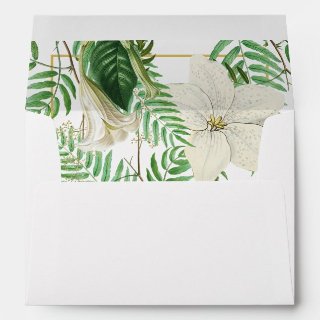 Enveloppe Flore verte blanche 5x7 Faire-part de mariage (Dos (Bas))