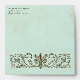 Enveloppe Flourish bleu de remous de couronne d'oeufs