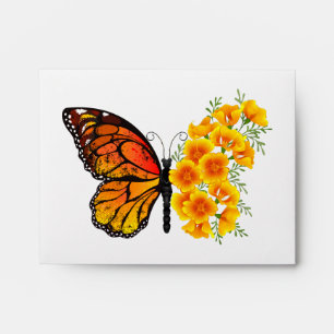 Enveloppe Flower Butterfly with Yellow California Poppy