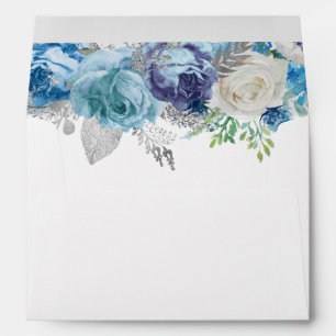 Enveloppe Flowers bleu et blanc