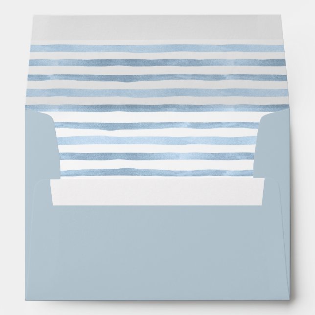 Enveloppe Fond de pochette rayé aquarelle bleue (Dos (Bas))