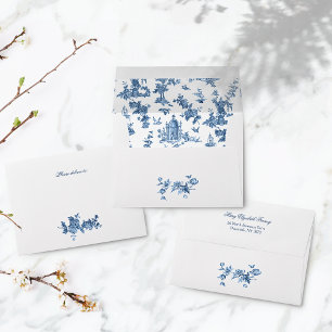 Enveloppe Fontaines et arbres fantastiques vintages bleu toi
