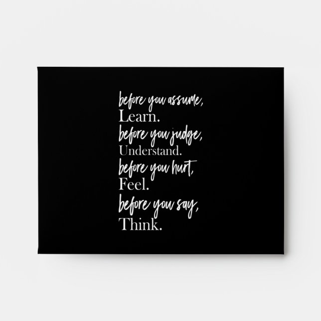 Enveloppe fore you assume learn before you (Devant)