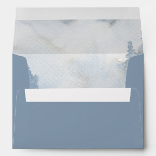 Enveloppe Forêt d'hiver Dusty Blue Watercolor Mariage
