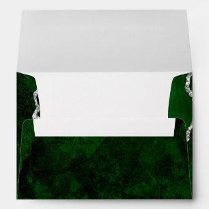 Enveloppe Forêt Glamouruse Vert Marbre Chic Paillettes Argen
