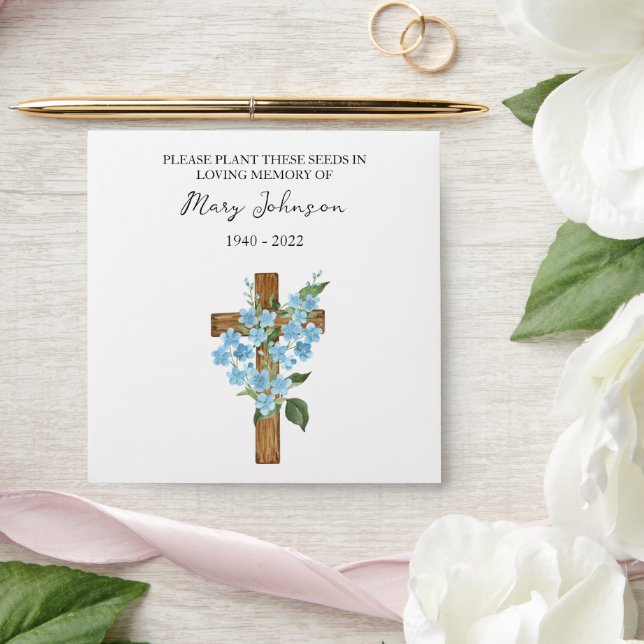 Enveloppe Forget me not Cross Seed Packet Funeral Envelope (Wedding)