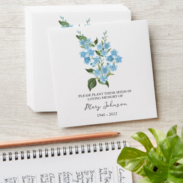 Enveloppe Forget me not Seed Packet  Funeral Envelope (Stacked)
