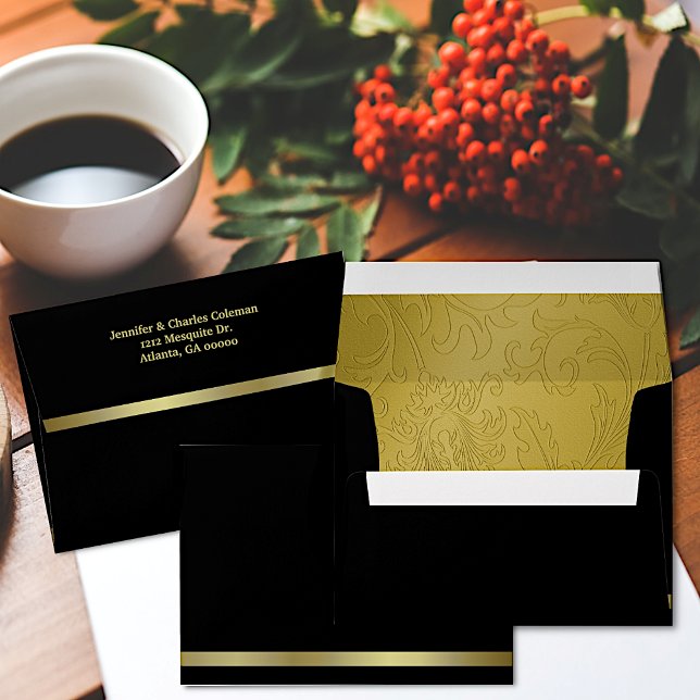 Enveloppe Formal Black & Gold Invitation (Créateur téléchargé)