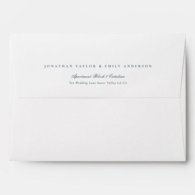 Enveloppe Formel Elegant Marine Bleu Texte et invitation bla (Dos (Haut rabat))