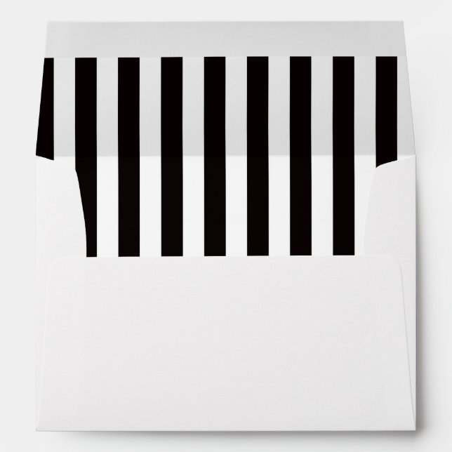 Enveloppe formelle élégante rayée noire et blanche (Dos (Bas))