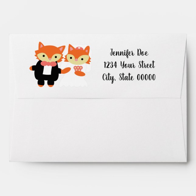 Enveloppe Fox Bride Groom Mariage Personnaliser Adresse de r (Dos (Haut rabat))