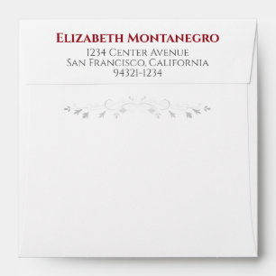 Enveloppe Fragments Silver Filigree sur Mariage Carré rouge