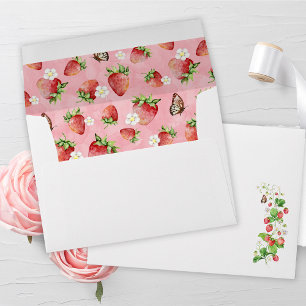 Enveloppe Fraise avec papillon