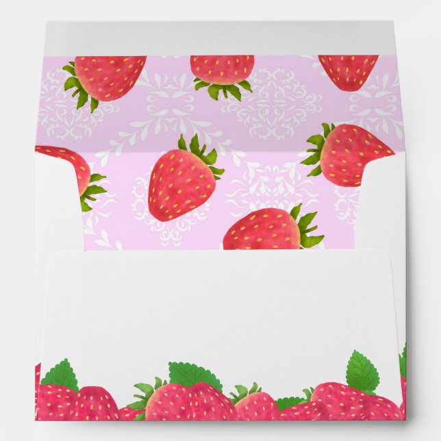 Enveloppe Fraise blanche rose (Dos (Bas))